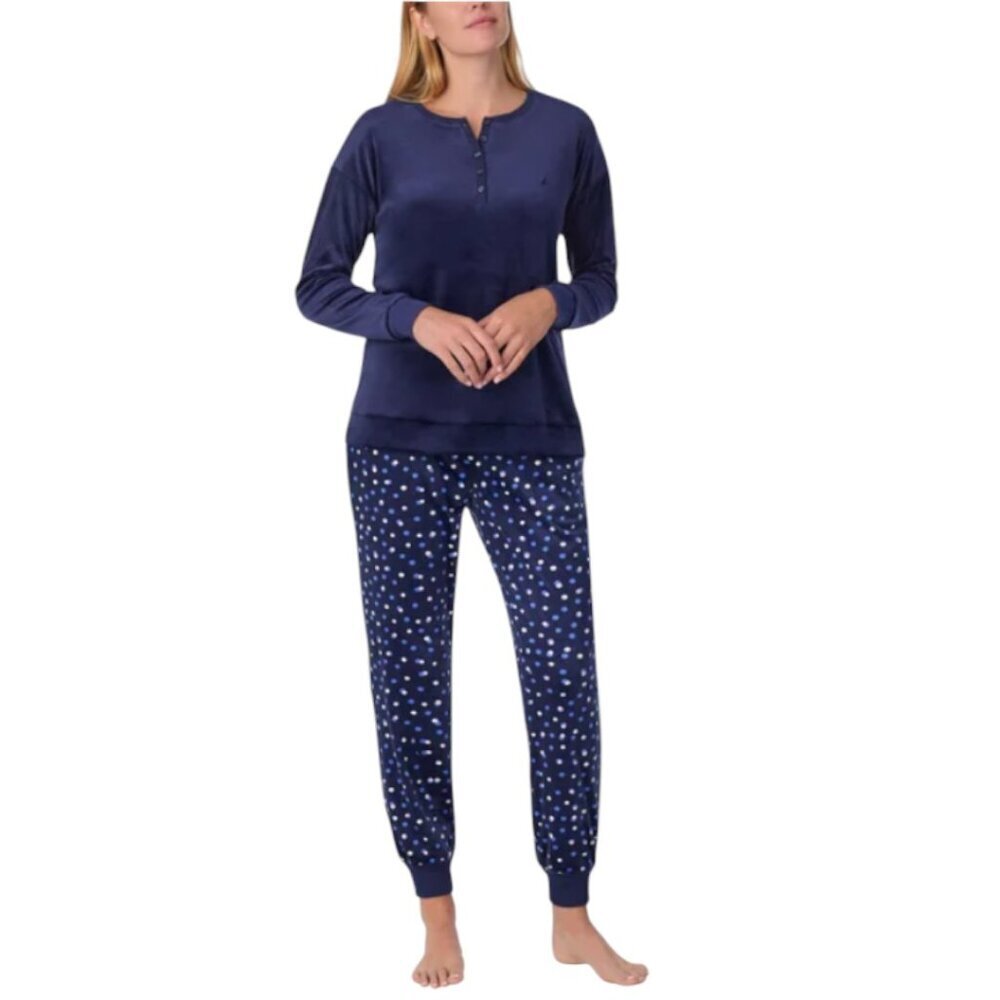 NWOT Nautica Henley Silky Fleece PJ Set | Navy